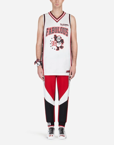 Shop Dolce & Gabbana Jogging Trousers With Patch In Multi-colored