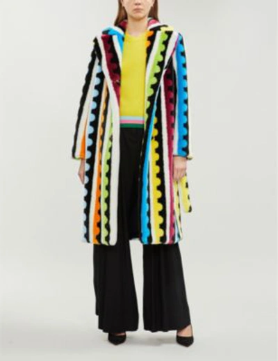 Shop Mary Katrantzou Stoke Geometric-pattern Faux-fur Coat In Multi Stamp