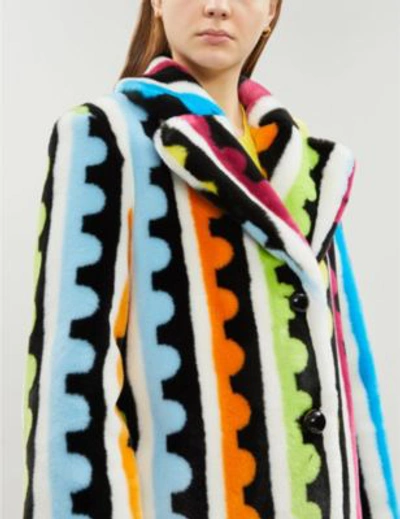 Shop Mary Katrantzou Stoke Geometric-pattern Faux-fur Coat In Multi Stamp