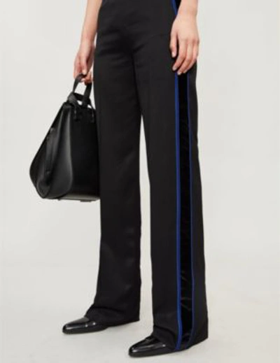 Shop Haider Ackermann Side-stripe High-rise Straight Rayon Trousers In Black