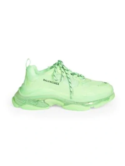 Shop Balenciaga Men's Triple S Sneakers In Neon Green