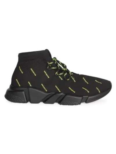 Shop Balenciaga Speed High Tech Logo Lace-up Sneakers In Yellow Black