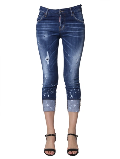 Shop Dsquared2 Cool Girl Fit Cropped Jeans In Blu