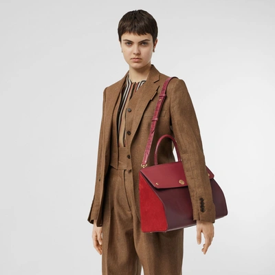 Shop Burberry Medium Leather And Suede Elizabeth Bag In Crimson