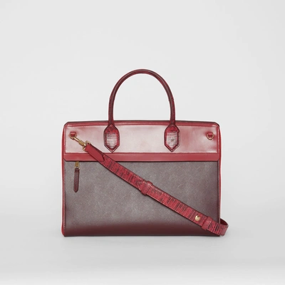 Shop Burberry Medium Leather And Suede Elizabeth Bag In Crimson