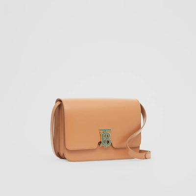 Shop Burberry Medium Leather Tb Bag In Flaxseed