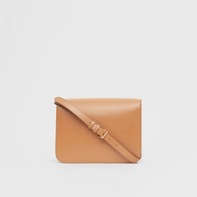 Shop Burberry Medium Leather Tb Bag In Flaxseed