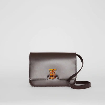 Shop Burberry Medium Leather Tb Bag In Coffee