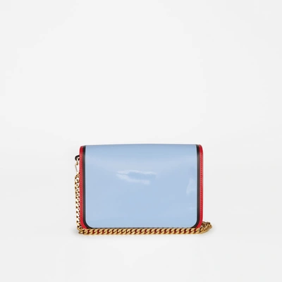Shop Burberry Small Painted Edge Leather Tb Bag In Pale Blue