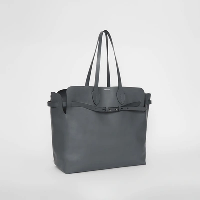 Shop Burberry The Large Soft Leather Belt Bag In Dark Pewter Grey