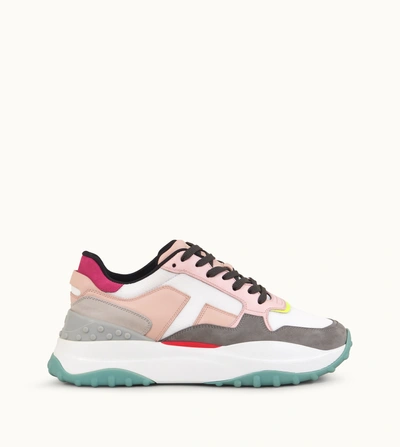 Shop Tod's Sneakers In Leather And Nubuck In Pink