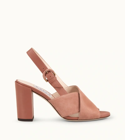 Shop Tod's Sandals In Suede In Pink