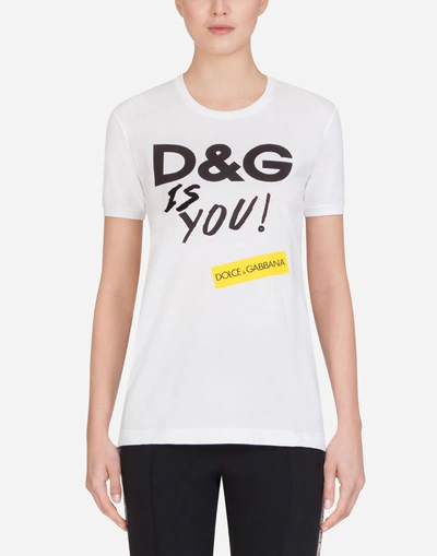 Shop Dolce & Gabbana Printed Cotton T-shirt In White