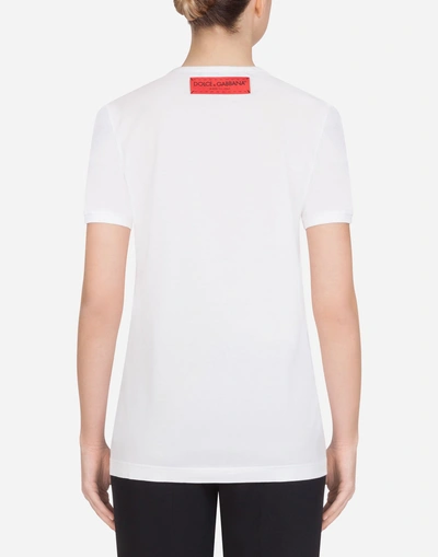 Shop Dolce & Gabbana Printed Cotton T-shirt In White