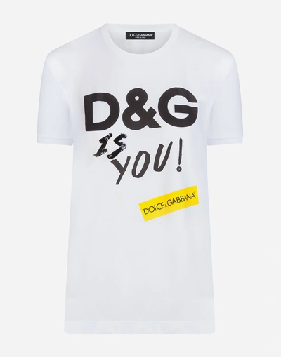 Shop Dolce & Gabbana Printed Cotton T-shirt In White