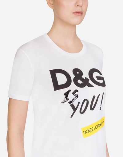 Shop Dolce & Gabbana Printed Cotton T-shirt In White