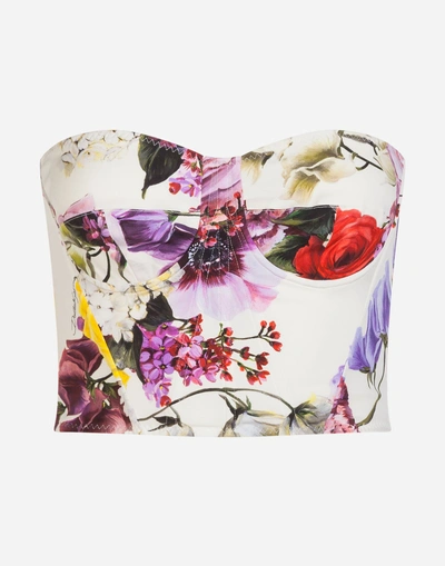 Shop Dolce & Gabbana Printed Silk Bustier In Floral Print