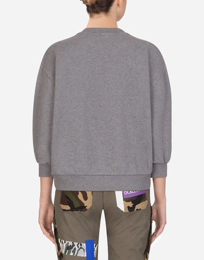 Shop Dolce & Gabbana Printed Cotton Sweatshirt In Gray