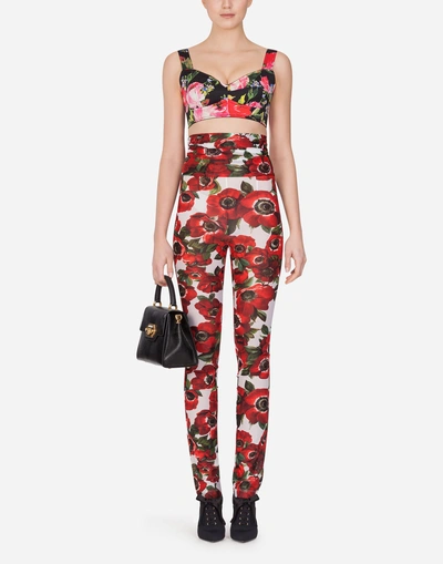 Shop Dolce & Gabbana Cropped Peony-print Bustier Top In Floral Print