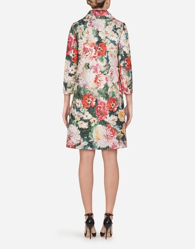 Shop Dolce & Gabbana Coat In Printed Brocade In Floral Print