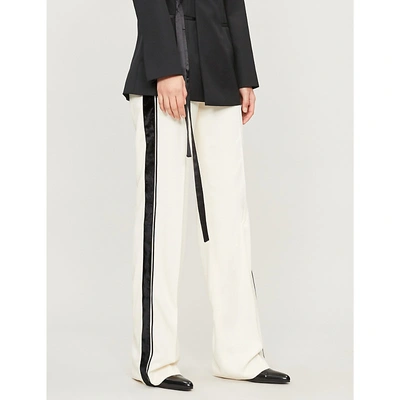 Shop Haider Ackermann Side-stripe High-rise Straight Rayon Trousers In Cream