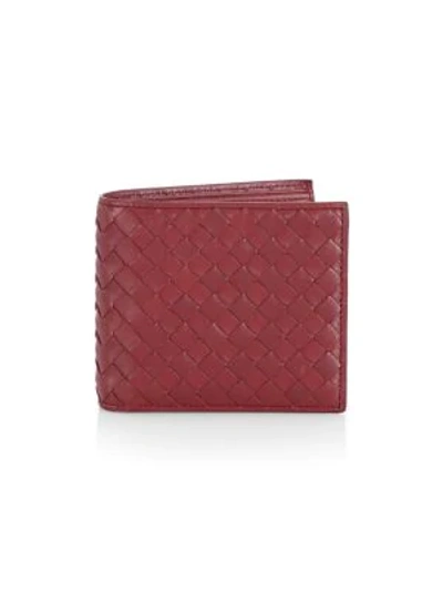 Shop Bottega Veneta Leather Woven Wallet In Baccara Rose