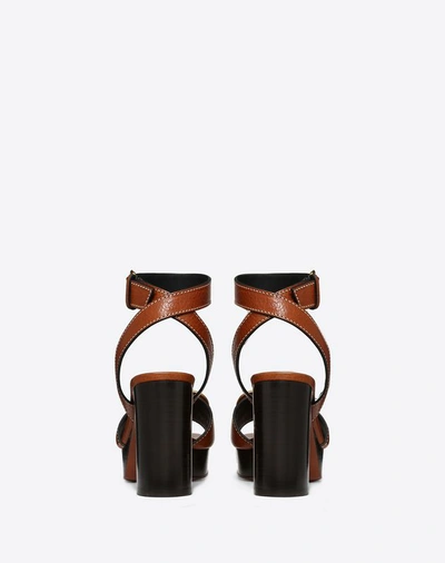 Shop Valentino Garavani Grainy Cowhide Sandal With Vlogo Detail 100 Mm In Tan