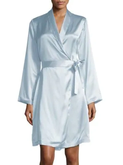Shop La Perla Women's Silk Satin Short Robe In Light Blue