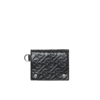 Shop Burberry Monogram Embossed Leather Trifold Wallet