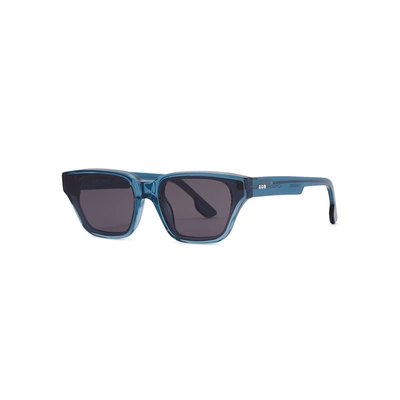 Shop Komono Brooklyn Flush Azure Wayfarer-style Sunglasses In Blue