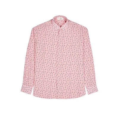 Shop Saint Laurent Pink Star-print Silk Shirt