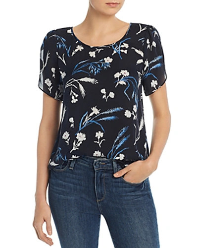 Shop Joie Wira Floral-print Silk Top In Midnight