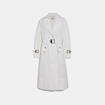 Shop Coach Long Military Coat In White