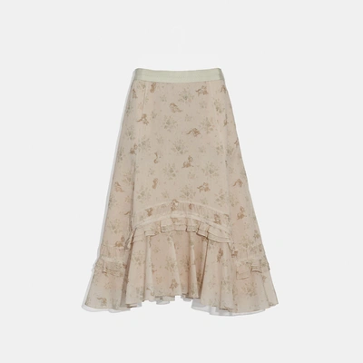 Shop Coach Disney X Long Tiered Skirt In Cream