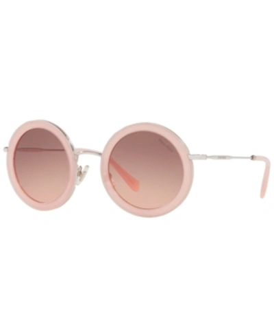 Shop Miu Miu Sunglasses, Mu 59us 48 In Opal Pink/pink Gradient Dark Brown