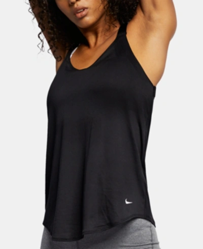 Shop Nike Women's Dri-fit Elastika Strappy Back Tank Top In Black