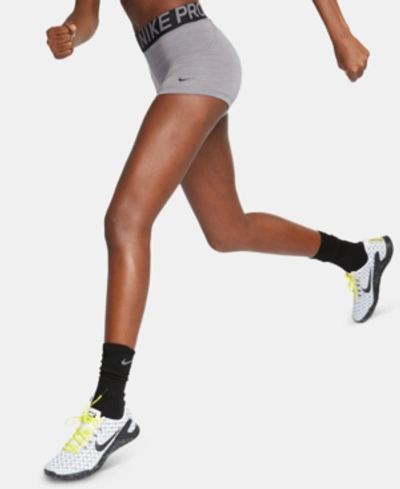 Shop Nike Women's Pro 3" Shorts In Gunsmoke/heather