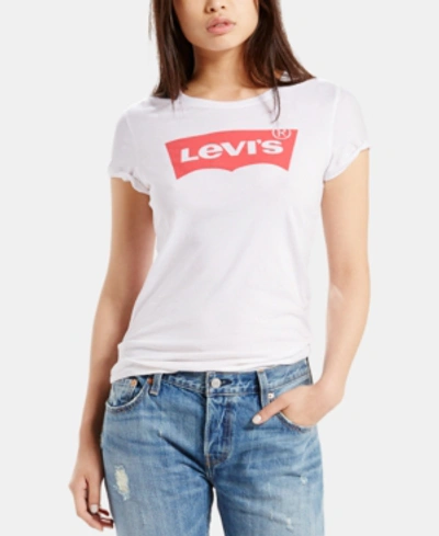 Shop Levi's Women's Perfect Graphic Logo Cotton T-shirt In White