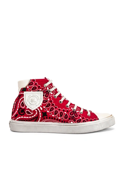 Shop Saint Laurent High Top Bedford Sneakers In Red In Red & White