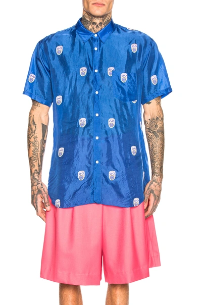 Shop Comme Des Garçons Shirt Embroidered Shirt In Blue