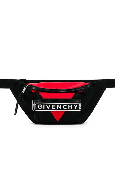 Shop Givenchy Triangle Print Logo Fanny Pack In Black & Red