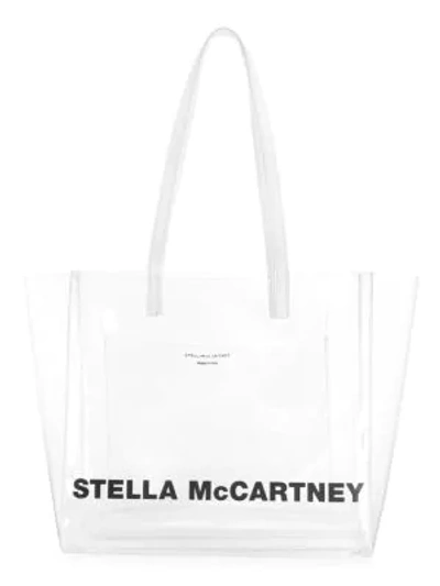 Shop Stella Mccartney Small Logo Translucent Tote In White