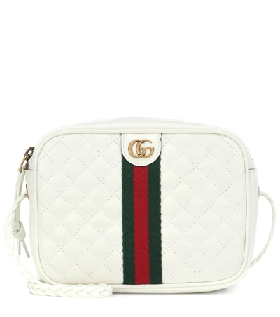 Shop Gucci Quilted Leather Shoulder Bag In White