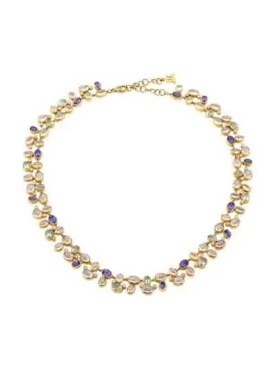 Shop Temple St Clair Royal Bm 18k Yellow Gold, Moonstone, Aquamarine, Tanzanite & Diamond Necklace