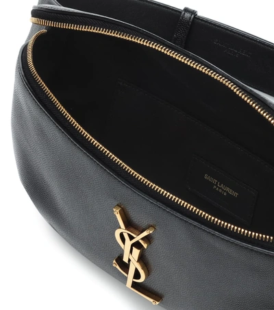 Shop Saint Laurent Leather Belt Bag In Black