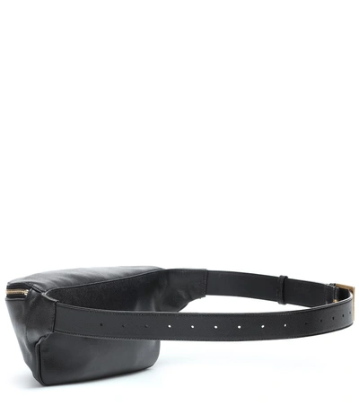 Shop Saint Laurent Leather Belt Bag In Black