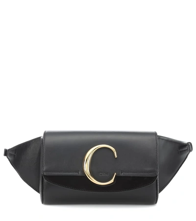 Shop Chloé C Leather Belt Bag In Black