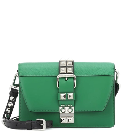 Shop Prada Elektra Leather Shoulder Bag In Green