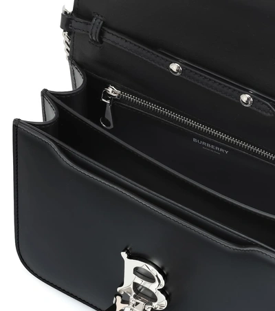 Shop Burberry Small Tb Leather Shoulder Bag In Black