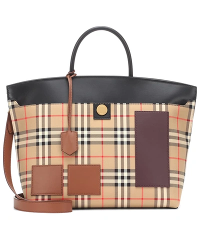 Shop Burberry Society Medium Canvas Tote In Beige